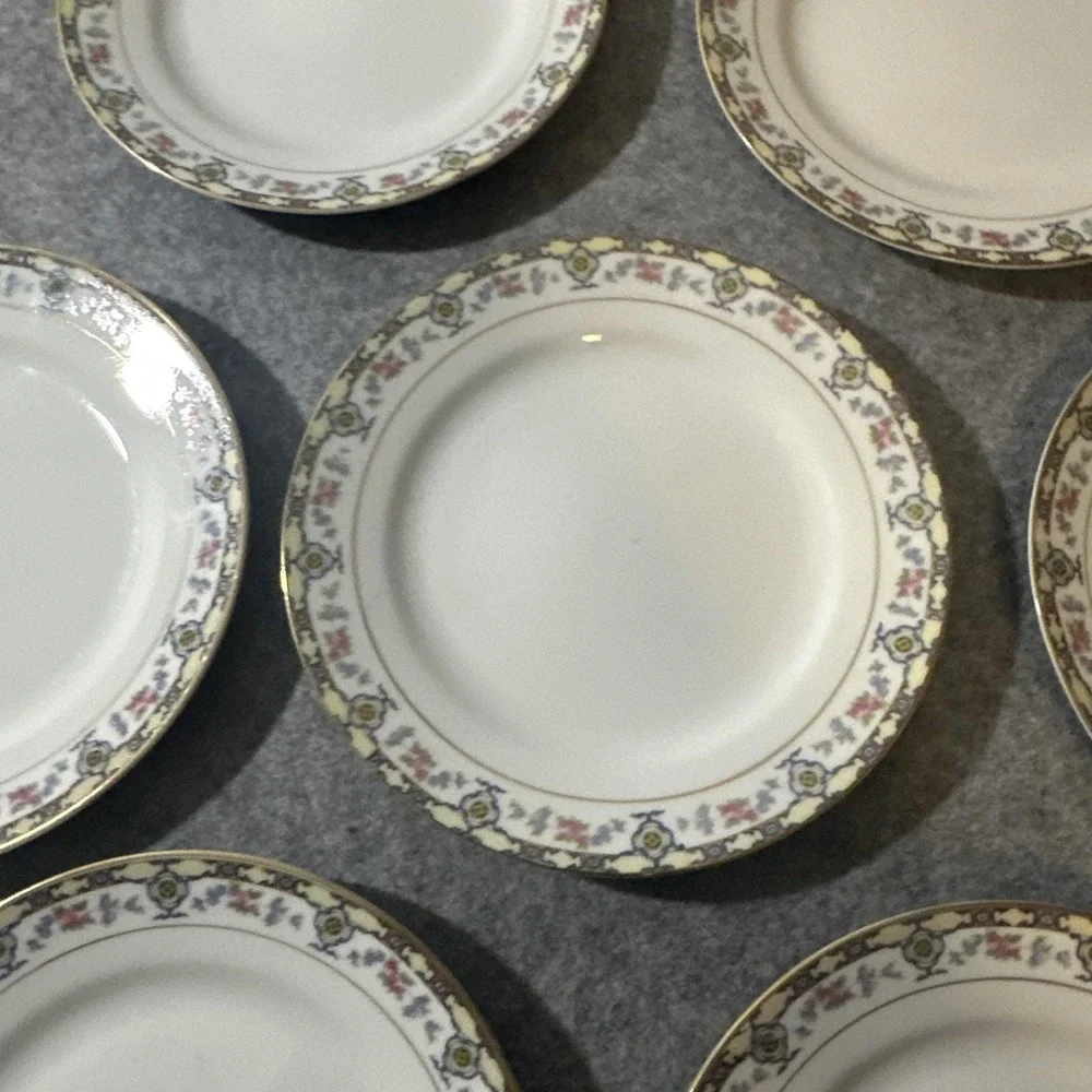 Noritake Nippon Bellefonte Pattern Salad Plates Japan Set of 7 Vintage 1920
